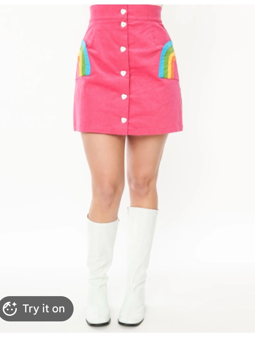 NWT Smak Parlour High-Rise Pink Mini Skirt with Rainbow Pocket Accents Size 4